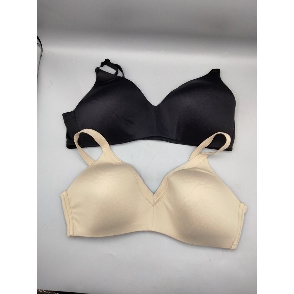 Lot of 2 Warner's Womens Underwear Wire-Free Contour T-Shirt Bra Beige Size 38C